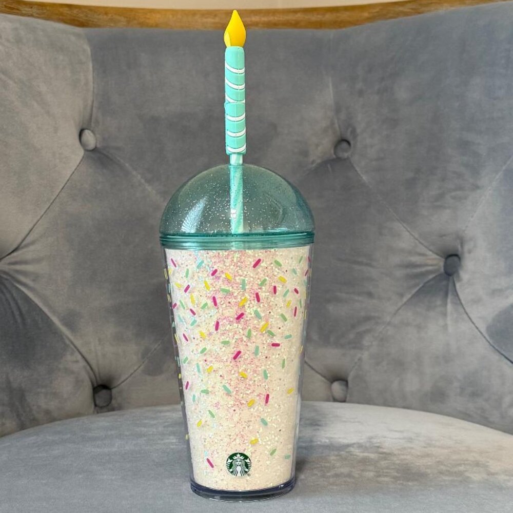 Starbucks 2025 Frappuccino 30th Anniversary Cold Cup with B-day Candle Topper
